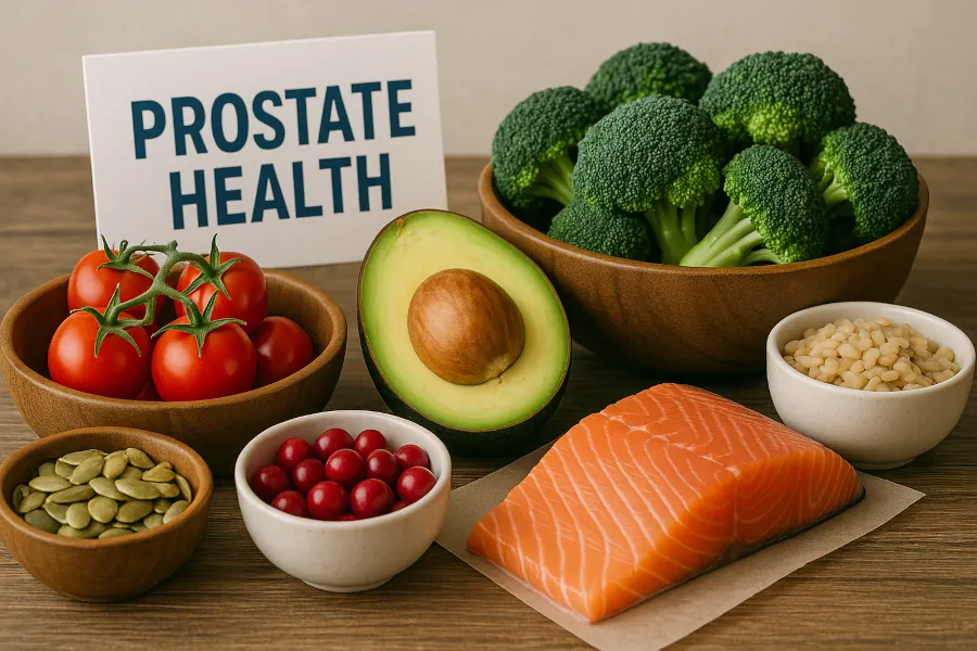 Hero image of healthy food choices for prostate health