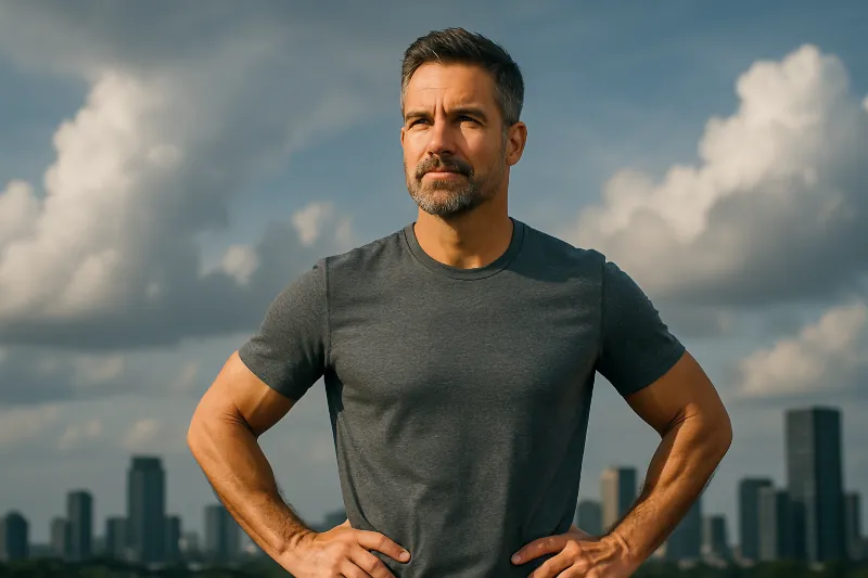 Hero image of a man looking confident and active, symbolizing control and strength