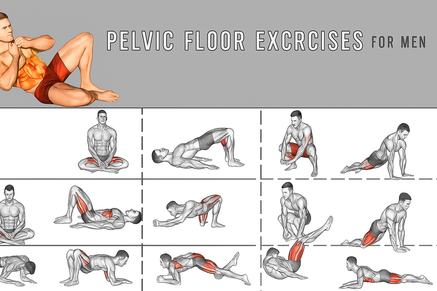Diagram showing male pelvic floor muscles
